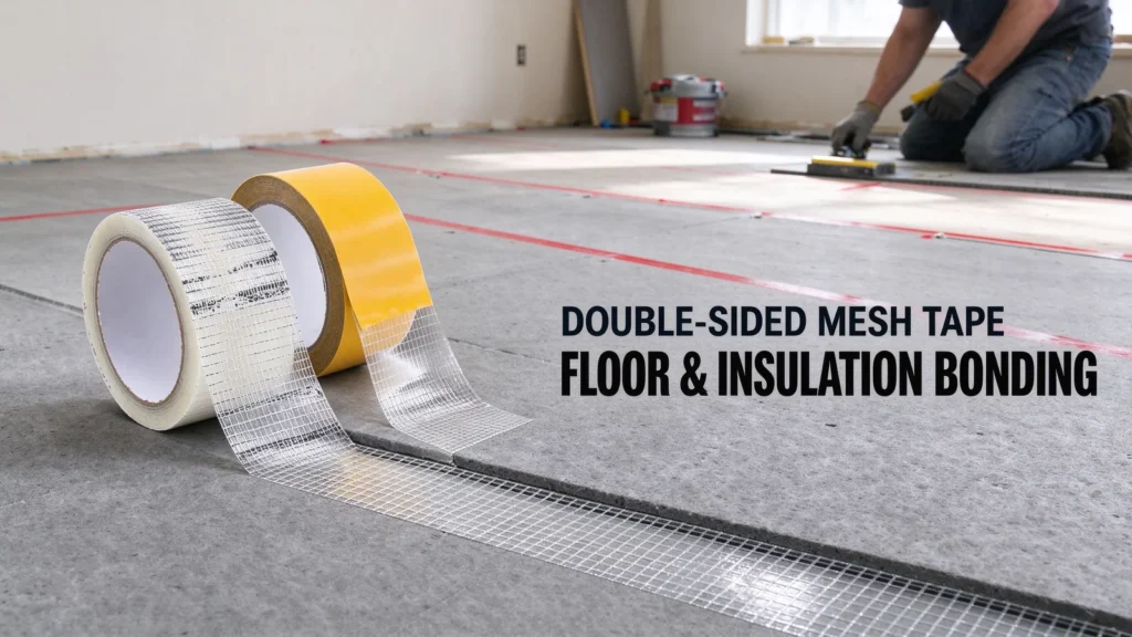 Double-Sided Mesh Tape for Floor Underlayment and Insulation Bonding