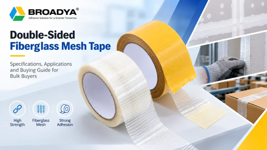 Double-Sided Fiberglass Mesh Tape Jumbo Roll Specifications for Bulk Buyers