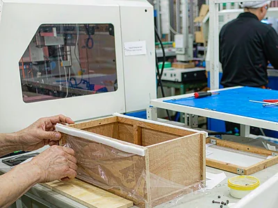 Double sided EVA foam tape light-load fixing of wooden box components