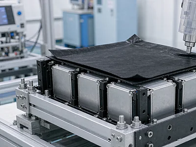 Flame retardant double sided tape bonding battery modules
